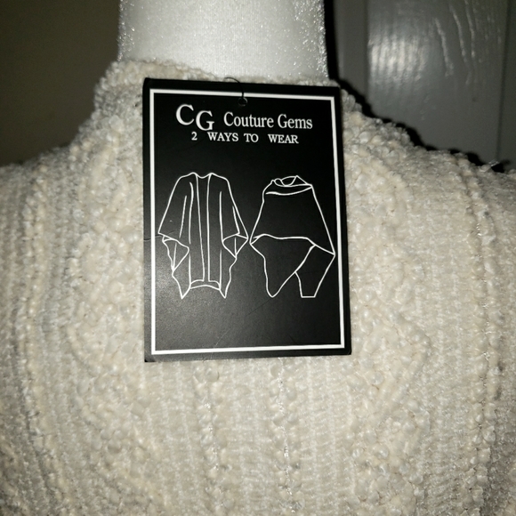 Beautiful Ruana Wrap Couture Gems One Size Cream - Picture 11 of 13